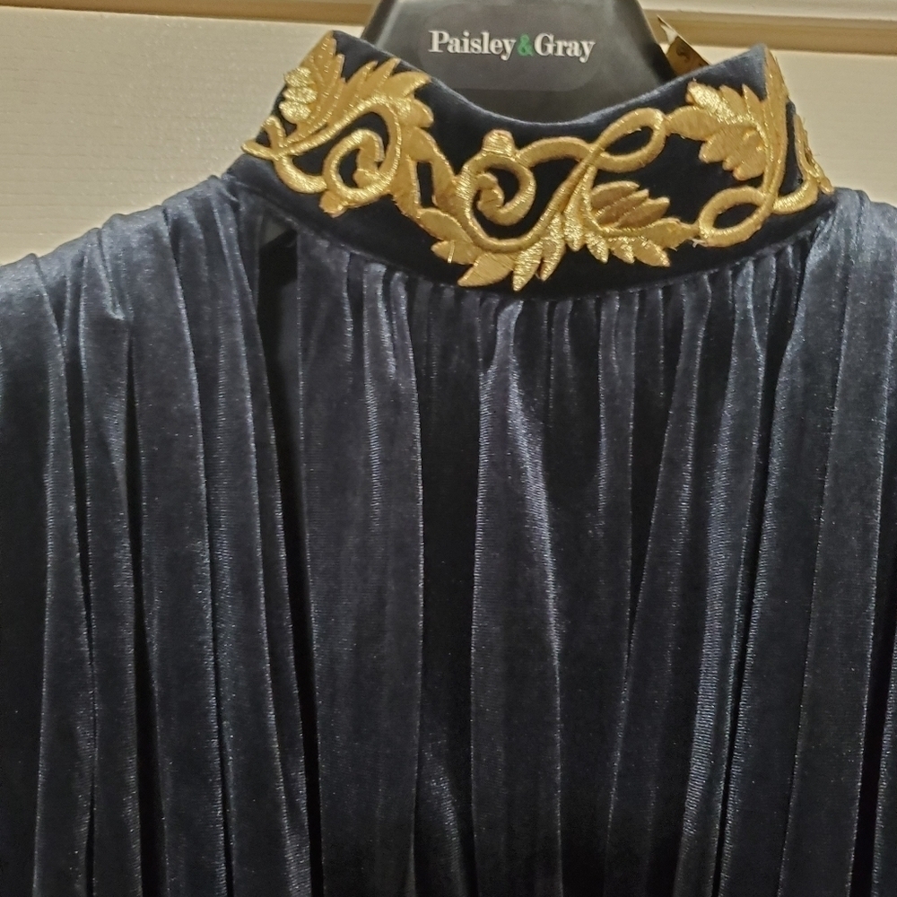 NWT Women's Blue Velvet Ruched Mini Dress with Dramatic Side Drape Size XXS - Picture 6 of 12